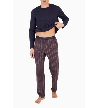 Emporio Armani PIJAMA MED EN BLANDING AF MARINE STEMPLER