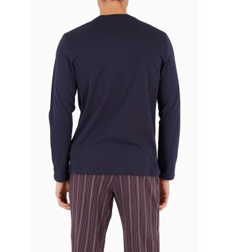 Emporio Armani PIJAMA MED EN BLANDING AF MARINE STEMPLER