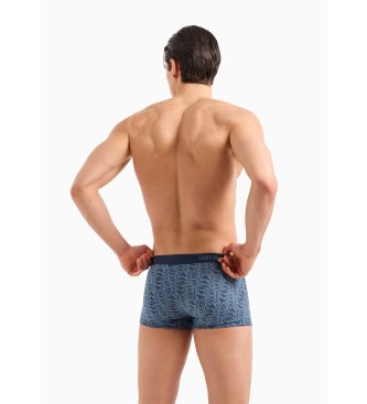 Emporio Armani Set di 3 boxer in puro cotone blu