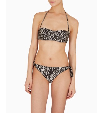 Emporio Armani Logomania zwart geprint bandeau bikinitopje met vulling