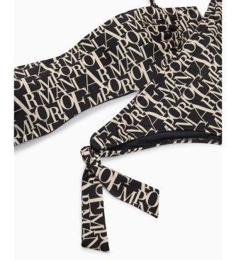 Emporio Armani Logomania zwart geprint bandeau bikinitopje met vulling