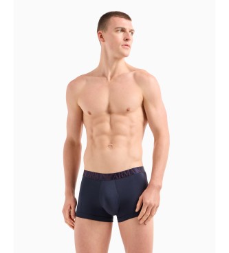 Emporio Armani CONFEZIONE DA TRE BOXER IN COTONE ORGANICO CON BANDA LOGO LUMINOSO ASV Navy