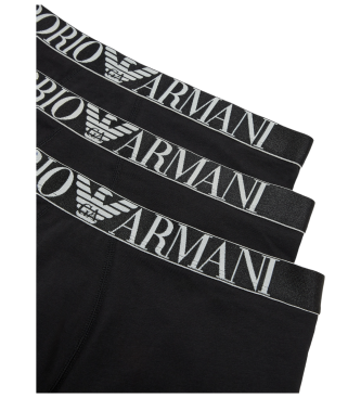 Emporio Armani DRIE-PACK BOXERSLIP VAN BIOLOGISCH KATOEN MET GLANZENDE ASV-LOGOBAND  Zwart