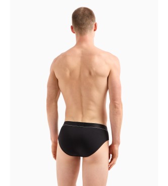 Emporio Armani PAQUETE DE TRES CALZONCILLOS SLIP DE ALGODN ORGNICO CON BANDA CON LOGOTIPO BRILLANTE ASV Negro