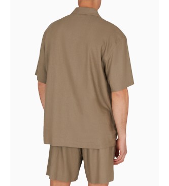 Emporio Armani Camisa Lino marrn