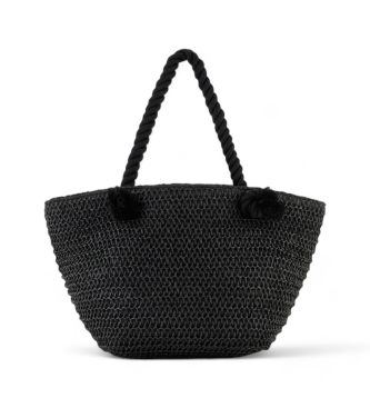 Emporio Armani Black braided beach shopper bag