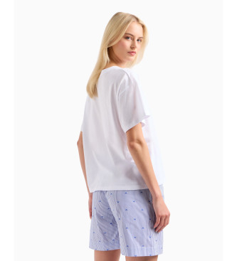 Emporio Armani T-shirt lounge bianca con stampa maxi-logo ASV