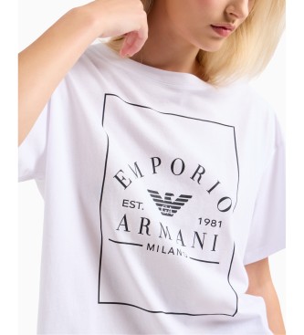 Emporio Armani T-shirt lounge bianca con stampa maxi-logo ASV