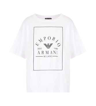 Emporio Armani T-shirt lounge bianca con stampa maxi-logo ASV
