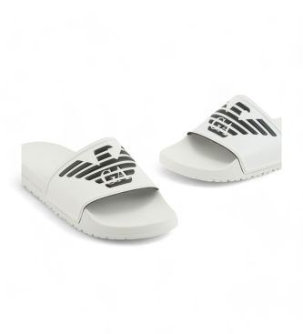 Emporio Armani Teenslippers met witte maxi adelaar in relif