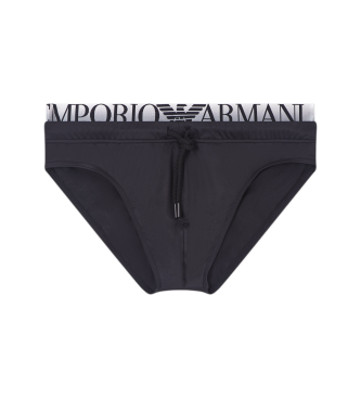 Emporio Armani Slip da bagno neri con logo.