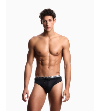 Emporio Armani Slip da bagno neri con logo.
