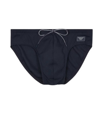 Emporio Armani Pique fabric briefs with navy satin label