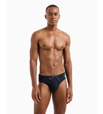 Emporio Armani Pique fabric briefs with navy satin label