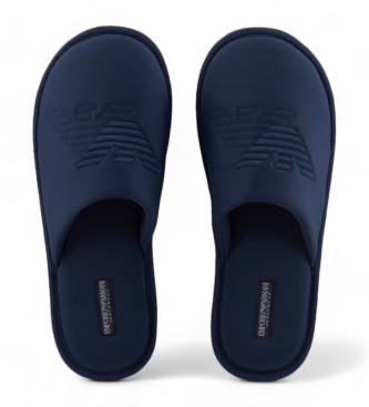 Emporio Armani Marinefarbene Logo-Pantoffeln