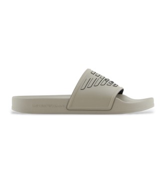 Emporio Armani PVC-Flip-Flops mit taupefarbener Maxi-Adler-Prgung  