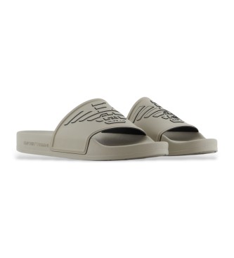 Emporio Armani PVC-Flip-Flops mit taupefarbener Maxi-Adler-Prgung  