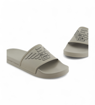 Emporio Armani PVC-Flip-Flops mit taupefarbener Maxi-Adler-Prgung  
