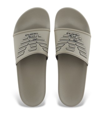 Emporio Armani PVC-Flip-Flops mit taupefarbener Maxi-Adler-Prgung  