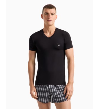 Emporio Armani T-shirt i bld modal, sort