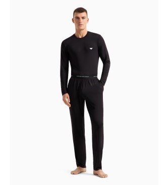 Emporio Armani House broek van zacht modal met elastische tailleband met zwart logo