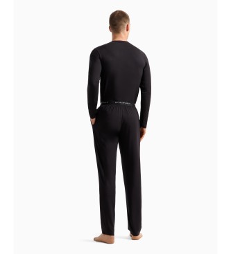 Emporio Armani House broek van zacht modal met elastische tailleband met zwart logo