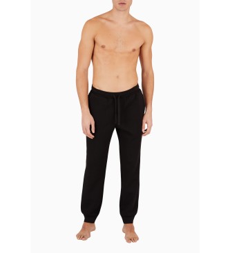 Emporio Armani Pantaloni homewear in spugna piquet elasticizzato Neri