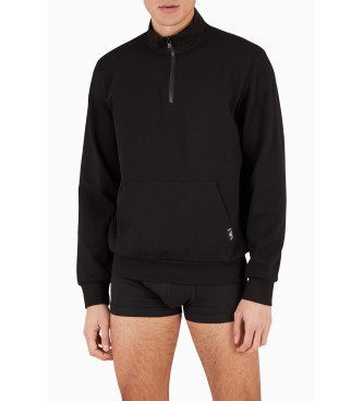 Emporio Armani Stretch Piquet Frottee-Sweatshirt schwarz