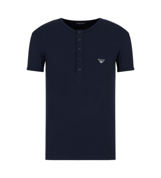 Emporio Armani T-shirt elstica com nervuras azul-marinho