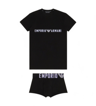 Emporio Armani Megalogo T-shirt en boxers pack zwart
