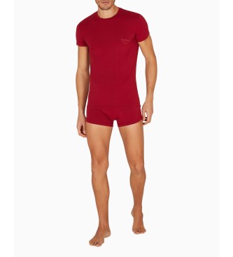 Emporio Armani Conjunto de t-shirt e boxers em cor de vinho Megalogo