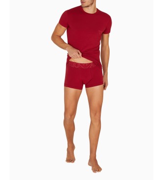 Emporio Armani Conjunto de t-shirt e boxers em cor de vinho Megalogo