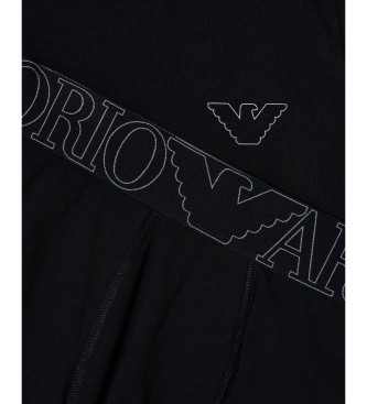 Emporio Armani Conjunto T-shirt e boxers Megalogo preto