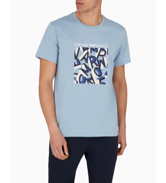 Emporio Armani Gebreid biologisch strand t-shirt met logo-opdruk ASV blauw