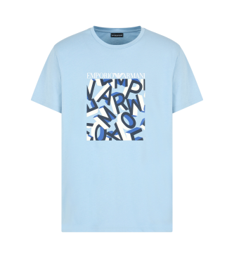 Emporio Armani Gebreid biologisch strand t-shirt met logo-opdruk ASV blauw