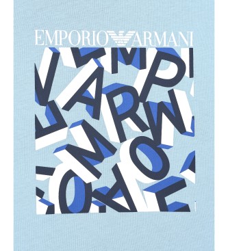 Emporio Armani Camiseta de playa de punto orgnico con logotipo estampado ASV azul