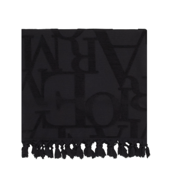 Emporio Armani Beach towel terry towel with black three-dimensional logo print