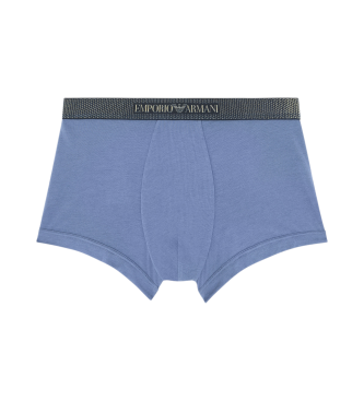 Emporio Armani Calzoncillo bxer de algodn orgnico con banda con logotipo brillante ASV azul