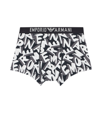Emporio Armani Calzoncillo bxer con inscripcin integral de logotipo resaltada negro