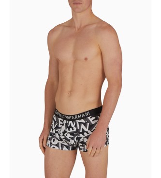 Emporio Armani Calzoncillo bxer con inscripcin integral de logotipo resaltada negro