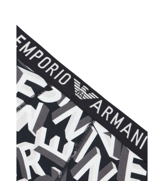 Emporio Armani Calzoncillo bxer con inscripcin integral de logotipo resaltada negro
