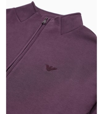 Emporio Armani Sweatshirt d'intrieur zipp en viscose avec micro aigle brod lilas