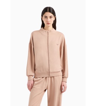 Emporio Armani Sweatshirt home avec fermeture clair complte en viscose beige