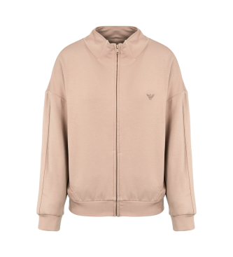 Emporio Armani Sweatshirt home avec fermeture clair complte en viscose beige