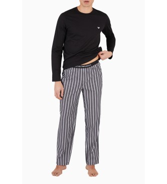 Emporio Armani Pyjama mit Jacquard-Strickhose mit Allover-Motiv schwarz, grau