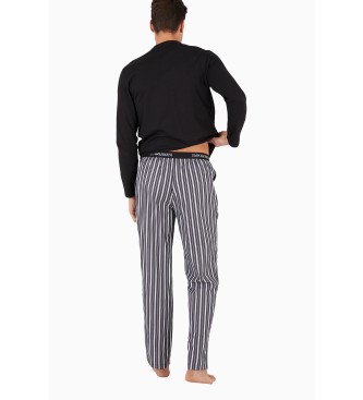 Emporio Armani Pyjama met jacquard gebreide broek met all-over motief zwart, grijs