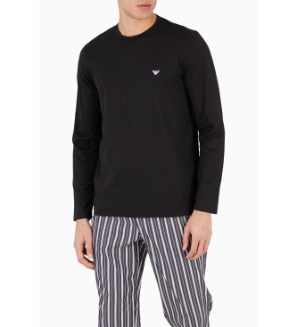 Emporio Armani Pyjama met jacquard gebreide broek met all-over motief zwart, grijs