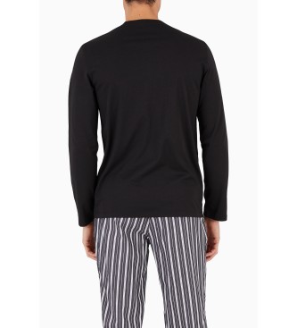 Emporio Armani Pigiama con pantaloni in tessuto jacquard con motivo all over nero, grigio