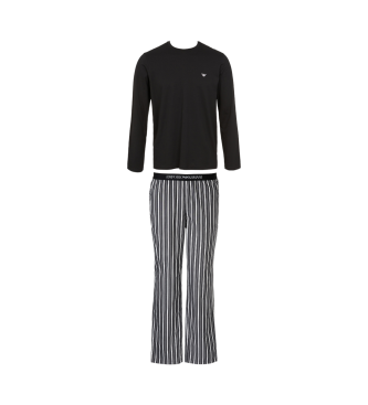 Emporio Armani Pyjama met jacquard gebreide broek met all-over motief zwart, grijs