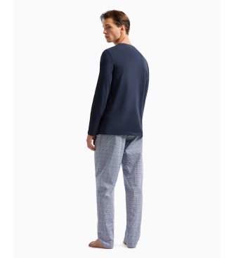 Emporio Armani Pyjama avec pantalon en tissu jacquard avec motif all-over marine